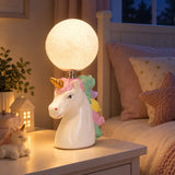 LSB White ceramic Unicorn Moon, side Bed Table Lamp, Kids Room Decor