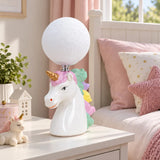 LSB White ceramic Unicorn Moon, side Bed Table Lamp, Kids Room Decor