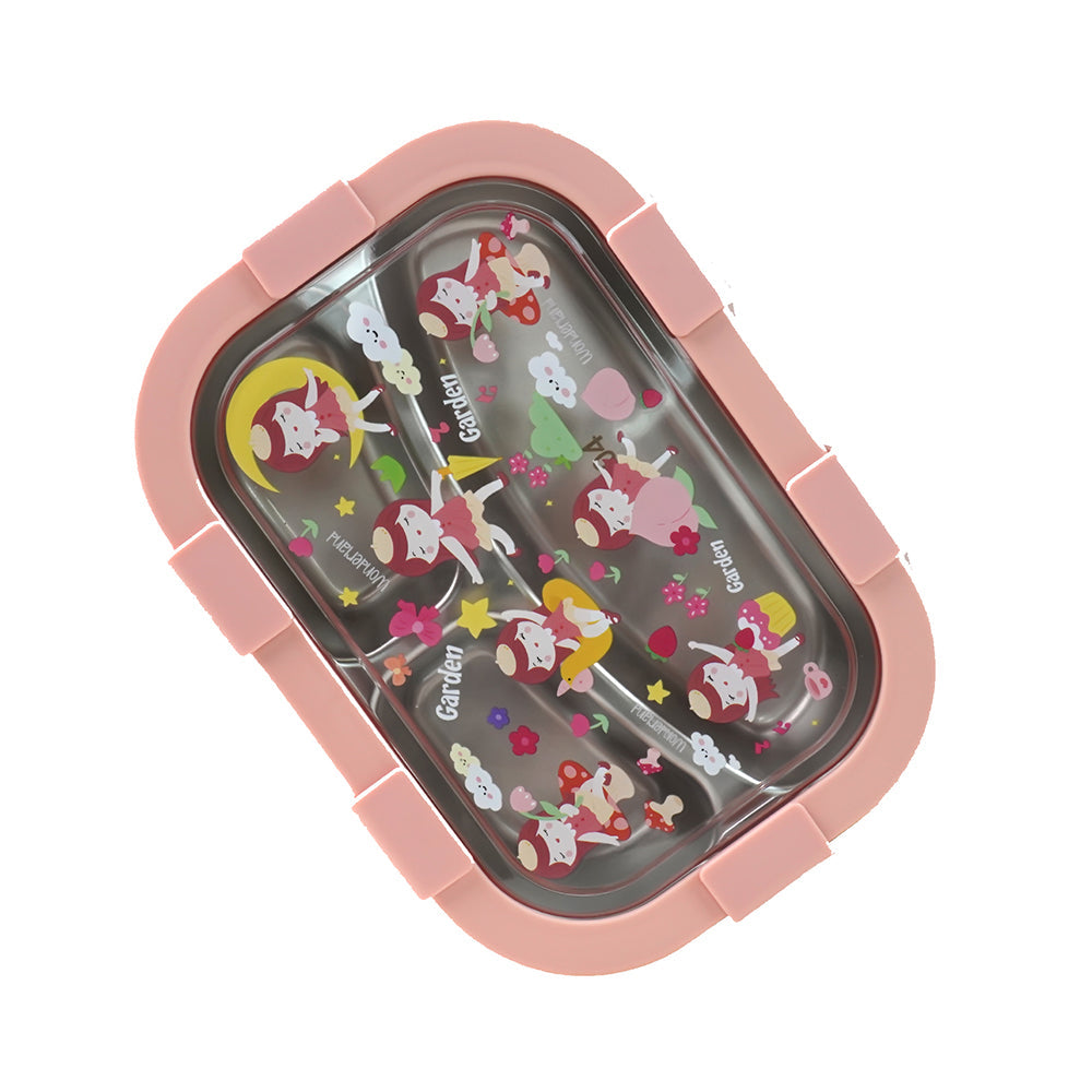 Little Surprise Box,3 Sections Peach Fairy Stainless Steel Lunch Box For Kids