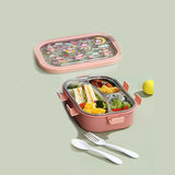 Little Surprise Box,3 Sections Peach Fairy Stainless Steel Lunch Box For Kids