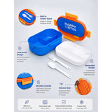 LSB Blue Flap Happy Bites Lunch Box for kids