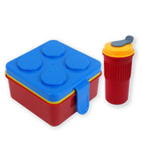 Little Surprise Box,2Pcs Square Blue Lego Lid Bpa Free Plastic Kids Lunch Box Plus Cup Bottle For Kids