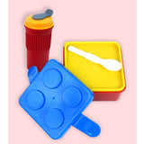Little Surprise Box,2Pcs Square Blue Lego Lid Bpa Free Plastic Kids Lunch Box Plus Cup Bottle For Kids