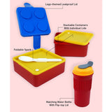 Little Surprise Box,2Pcs Square Blue Lego Lid Bpa Free Plastic Kids Lunch Box Plus Cup Bottle For Kids