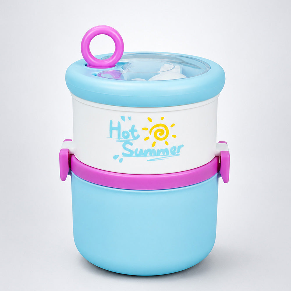 LSB Blue Hot Summer Double Decker Stainless Steel Lunch Box