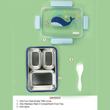 Little Surprise Box,Blue Whale Big Size Stainless Steel Kids Lunch Box