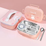 Little Surprise Box,Big Size Clouds Bunny Stainless Steel Lunch Box with Lunch Bag & free Dip Box