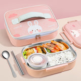 Little Surprise Box,Big Size Clouds Bunny Stainless Steel Lunch Box with Lunch Bag & free Dip Box