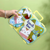 Little Surprise Box,Mint & Fluro Meow Compact Tiffin Lunch Box for Kids