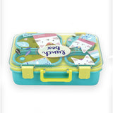 Little Surprise Box,Mint & Fluro Meow Compact Tiffin Lunch Box for Kids