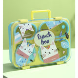 Little Surprise Box,Mint & Fluro Meow Compact Tiffin Lunch Box for Kids