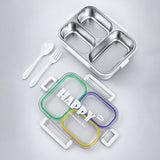LSB Green, Purple & Yellow Transparent Lid Happy Bites Lunch Box