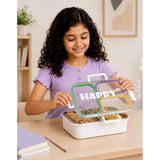 LSB Green, Purple & Yellow Transparent Lid Happy Bites Lunch Box