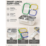 LSB Green, Purple & Yellow Transparent Lid Happy Bites Lunch Box