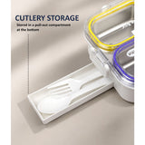 LSB Green, Purple & Yellow Transparent Lid Happy Bites Lunch Box