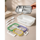 LSB Green, Purple & Yellow Transparent Lid Happy Bites Lunch Box