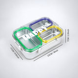 LSB Green, Purple & Yellow Transparent Lid Happy Bites Lunch Box