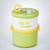 LSB Green Hot Summer Double Decker Stainless Steel Lunch Box