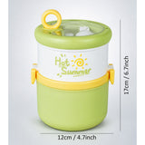 LSB Green Hot Summer Double Decker Stainless Steel Lunch Box