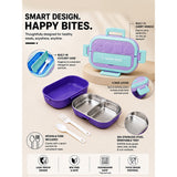 LSB Mint & Purple Shapes Happy Bites Bento Lunch Box
