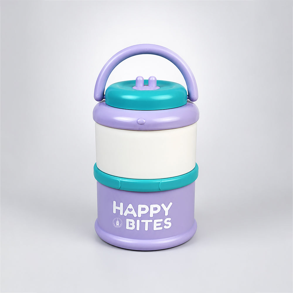 LSB Purple Happy Bites Double Decker Stainless Steel Lunch Box