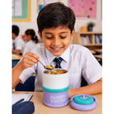 LSB Purple Happy Bites Double Decker Stainless Steel Lunch Box