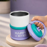 LSB Purple Happy Bites Double Decker Stainless Steel Lunch Box