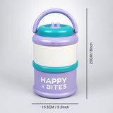 LSB Purple Happy Bites Double Decker Stainless Steel Lunch Box