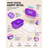LSB Purple Flap Happy Bites Bento Lunch Box