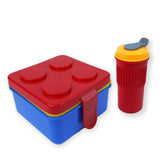 Little Surprise Box,2Pcs Square Red Lego Lid Bpa Free Plastic Kids Lunch Box Plus Cup Bottle For Kids