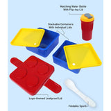 Little Surprise Box,2Pcs Square Red Lego Lid Bpa Free Plastic Kids Lunch Box Plus Cup Bottle For Kids