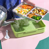 Little Surprise Box,Rock Dino Green Big Size Stainless Steel Kids Lunch Box
