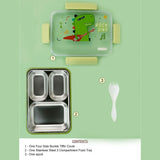 Little Surprise Box,Rock Dino Green Big Size Stainless Steel Kids Lunch Box