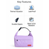 LSB Purple Adjustable Buckle Hook Style Insulated Lunch Bag for Kids & Adults