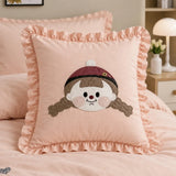 LSB 4 pcs Little Girl Theme Luxe Embroidered & 3D hanging collection of Single bed comforter, 1 flat bedsheet, 2 pillow covers entire Bedding Set for Single Size Bed.
