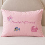 LSB 4 pcs Beautiful Mermaid Princess Theme Luxe Embroidered & 3D hanging collection of Single bed comforter, 1 flat bedsheet, 2 pillow covers entire Bedding Set for Single Size Bed.