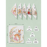 LSB 5 Pcs Enchanted Garden Animal theme super Soft Breathable Pure Muslin Cotton Napkins set