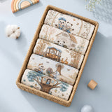LSB 5 Pcs Vintage Panda Storybook theme super Soft Breathable Pure Muslin Cotton Napkins set
