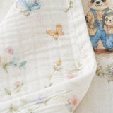 LSB 5 Pcs Vintage Panda Storybook theme super Soft Breathable Pure Muslin Cotton Napkins set