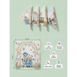 LSB 5 Pcs Vintage Panda Storybook theme super Soft Breathable Pure Muslin Cotton Napkins set