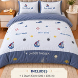 LSB 4 pcs Nautical theme, Luxe Embroidered collection of Double Bed Comforter, 1 flat bedsheet, 2 pillow covers entire Bedding Set for King Size Bed.