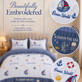 LSB 4 pcs Nautical theme, Luxe Embroidered collection of Double Bed Comforter, 1 flat bedsheet, 2 pillow covers entire Bedding Set for King Size Bed.