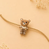 LSB Dual style Checks Teddy Bear Rakhi & Broach clip for Kids
