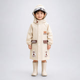 LSB Beige Bear 3D Paw Knee Length Raincoat for Kids