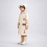 LSB Beige Bear 3D Paw Knee Length Raincoat for Kids