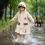 LSB Beige Bear 3D Paw Knee Length Raincoat for Kids