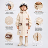 LSB Beige Bear 3D Paw Knee Length Raincoat for Kids