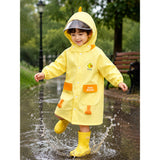 LSB Yellow Duck 3D Paw Knee Length Raincoat for Kids