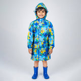LSB Blue Color Pop Car Print Knee-Length Raincoat for Kids