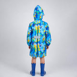 LSB Blue Color Pop Car Print Knee-Length Raincoat for Kids